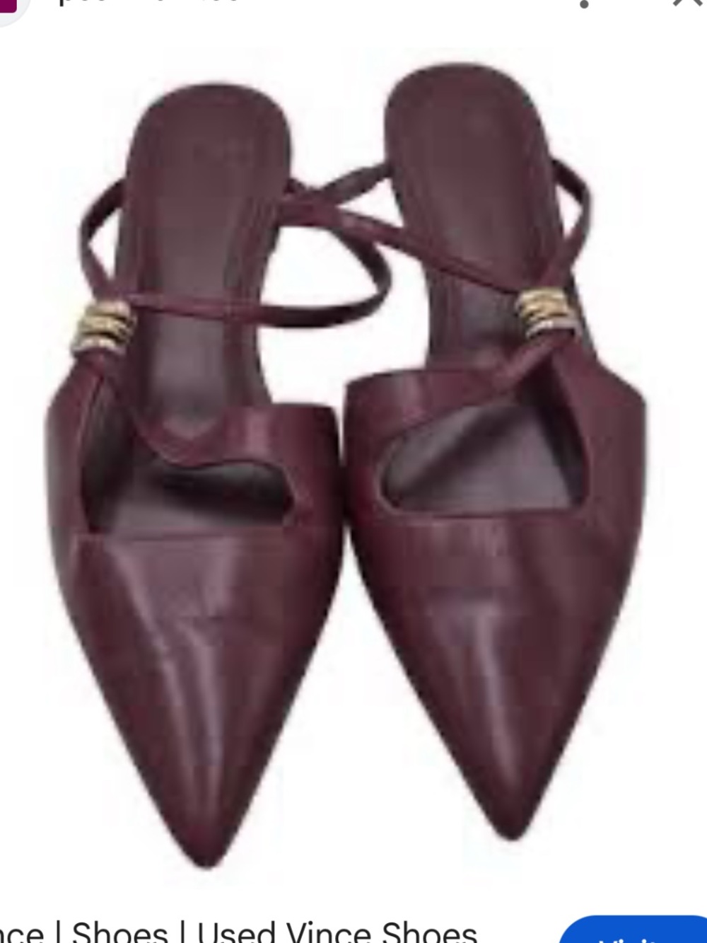 VINCE 7 Pointed Toe Burgundy Women's Slingback Mules